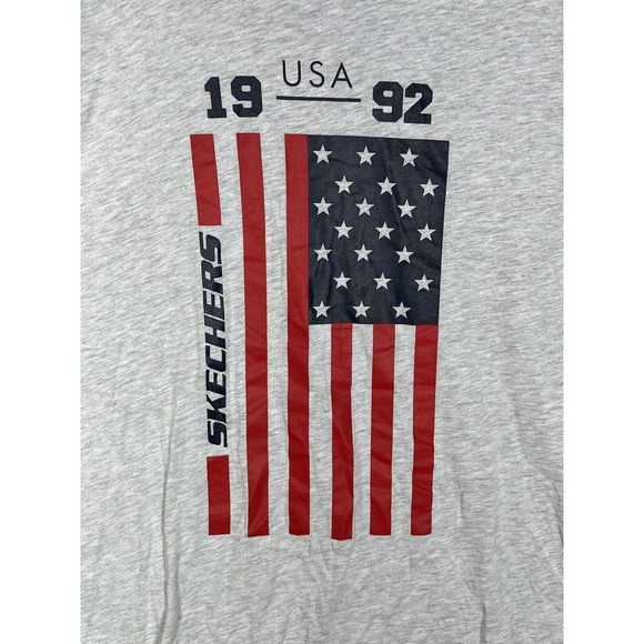 Vintage Skechers 1992‎ USA Flag Muscle Tee T-Shirt Mens Size 2XL Gray Sleeveless - Picture 3 of 6